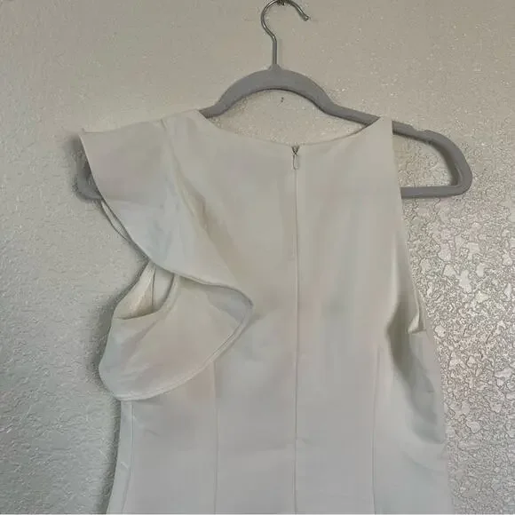 Lulus Dinah White One-Shoulder Ruffle Sleeve Dress Size Small EUC - Picture 11 of 12